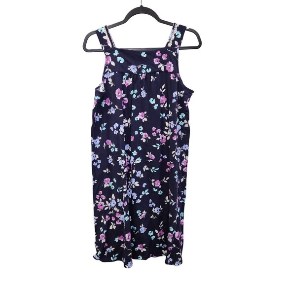 Aria Collection Womens Floral Nightgown With Lace Trim Sleeveless Button 2551 - Picture 2 of 8